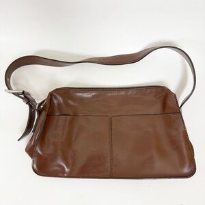 Strenesse Gabriele Sterile Brown Leather Timeless Minimalist Shoulder Bag